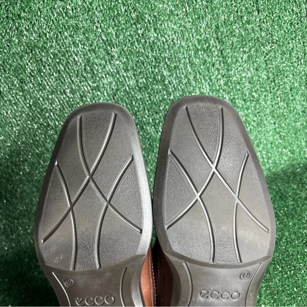 ECCO Men's Helsinki Slip-On‎ Bicycle Toe Brown Leather Shoes US 8 / EU 42